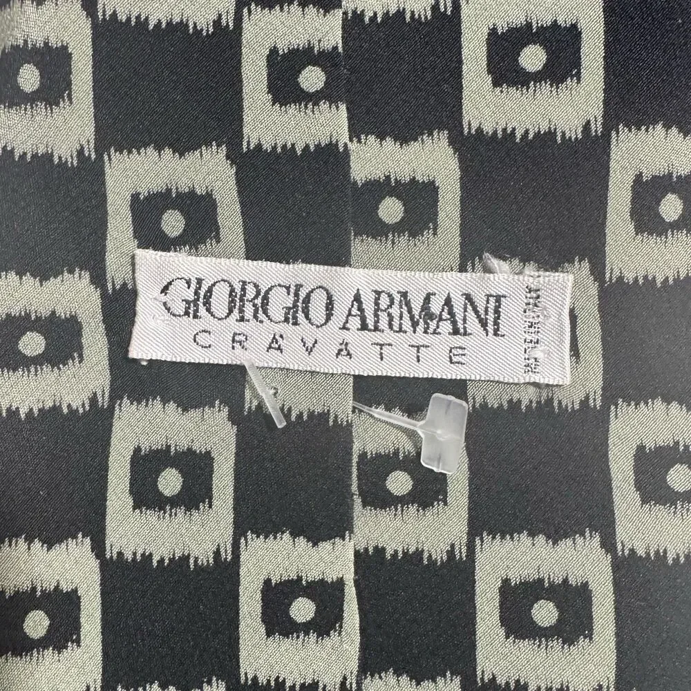 GIORGIO ARMANI Cravatte Vintage Silk Necktie Geometric Black 56